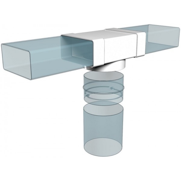 511ТФ10П, Соединитель Т-обр. пластик, плоских воздуховодов 55х110 с выходом на фланцевые воздухорасп_00