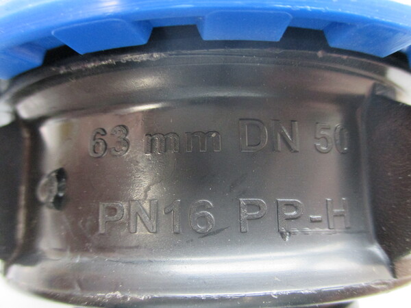 Муфта обжимная ПЭ разъемная 63х2 НР, PN16 (синяя)2