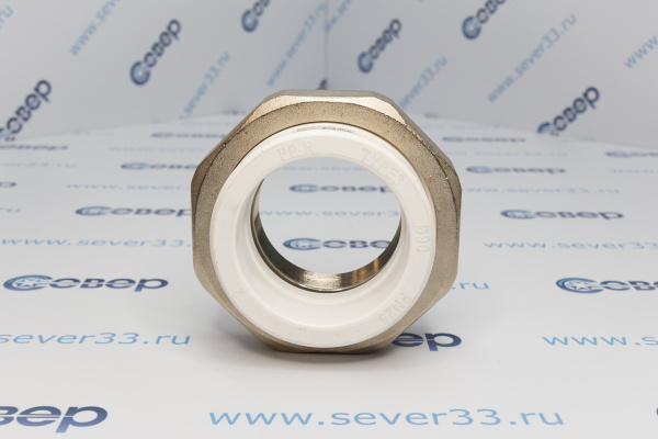 Муфта комбинированная разъемная (Американка) PPR внутренняя резьба 90х3,  белый, RTP_4e