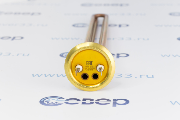 ТЭН RF 1500Вт, TW PREMIUM, медь, Ø64мм, M6, клеммы под разъем, L400мм, латунный фланец, 220В_2