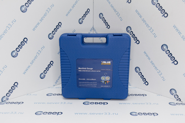 Коллектор двухвентильный Value VMG-2-22-B кейс (R-22, 134, 404, 407C) со шлангами 3шт. по 1,5м_1e