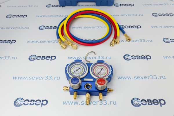 Коллектор двухвентильный Value VMG-2-22-B кейс (R-22, 134, 404, 407C) со шлангами 3шт. по 1,5м_1