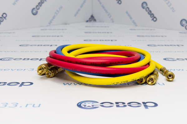 Шланг заправочный 150 см (компл. 3 шт.) 800 Psi (55бар) R410 и все фреоны_2e