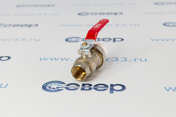 Кран шаровой ручка рычаг, латунь, с переходом на трубу PPRвнутренняя резьба 20х12, никель, RTP_2