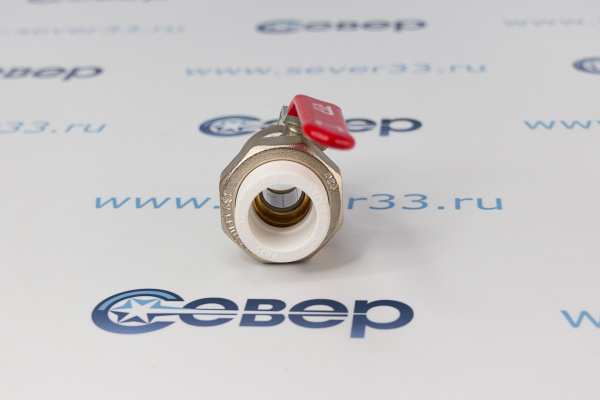 Кран шаровой ручка рычаг, латунь, с переходом на трубу PPRвнутренняя резьба 25х34, никель, RTP_3