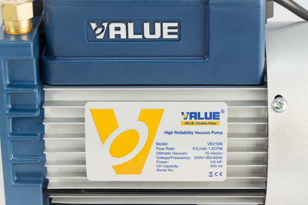 Вакуумный насос Value VE215N 42лмин, 7.5 кг (двухступ.)_2