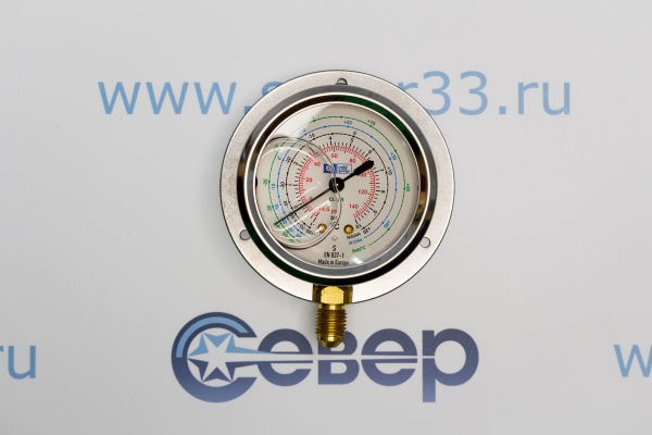 Манометр с глицерином, 63 мм. -1+10 бар (14 SAE с низу, R404aR407c R134a)_2e