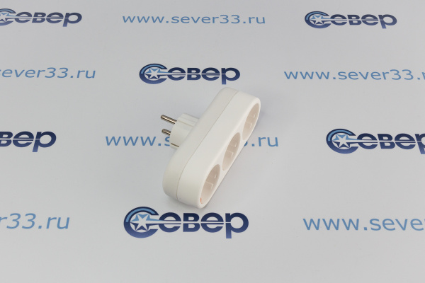 Разветвитель REXANT (тройник) 3 гнезда с заземляющими контактами Белый 16А 11-1079_2