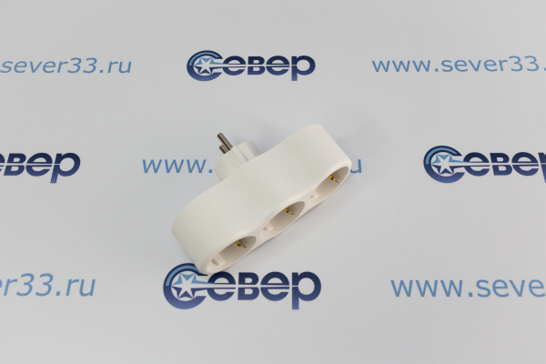 Разветвитель ЭРА (тройник) SPx-3e-W на 3 розетки с заземлением 16А белый Б0053479_2