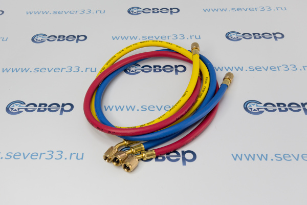 Шланг заправочный 90 см (компл. 3 шт.) 800 Psi (55бар) R410 и все фреоны_3
