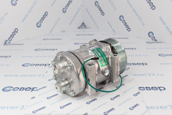 Компрессор кондиционера поршневой Sanden 7H15,24V,PV8, RC-U08083Э выходы горизонт. - (O-Ring) 1-14_5