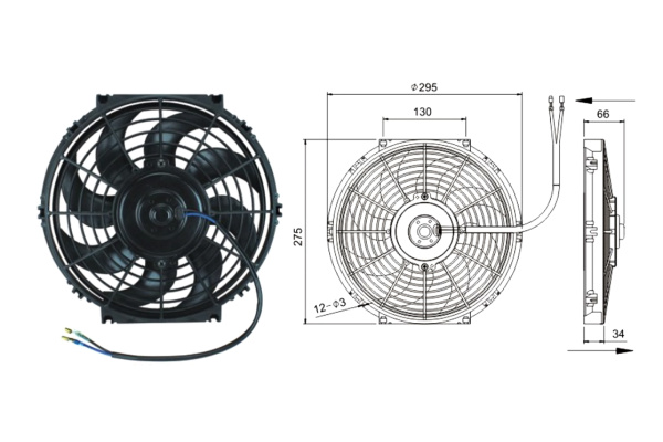 Вентилятор осевой 10 12V PULL 100W S_0