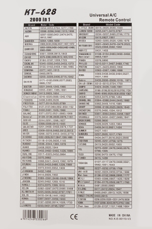 Пульт дистанционного управления универсальный для кондиционеров KT-628 | Продажа, монтаж и обслуживание холодильного оборудования | Север33