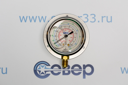 Манометр с глицерином, 63 мм. -1/+10 бар (1/4" SAE с низу, R404a/R407c/ R134a) | Продажа, монтаж и обслуживание холодильного оборудования | Север33