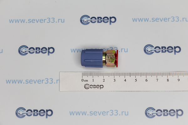 Адаптер для фреонового баллона (резьба F14 SAE х порт низкого давления АС)_2e