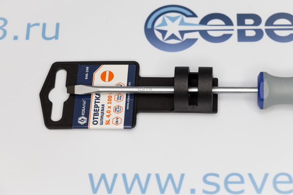 Отвертка Ultra Grip КОБАЛЬТ SL 4,0 х 100 мм CR-V, двухкомпонентная рукоятка_2e