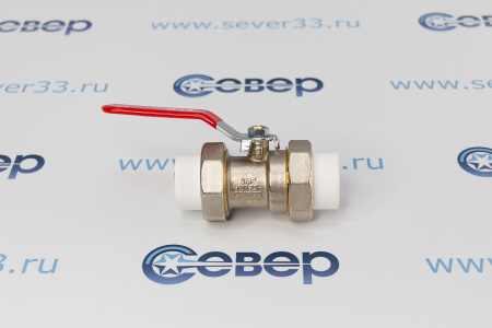 Кран шаровой ручка рычаг, латунь, с двумя переходами на трубу PPR 25, никель, RTP  | Продажа, монтаж и обслуживание холодильного оборудования | Север33