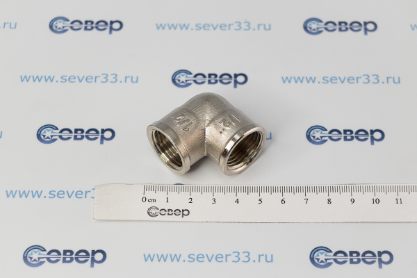 Угольник, латунь, внутренняявнутренняя резьба 12х90°, никель, RTP_3