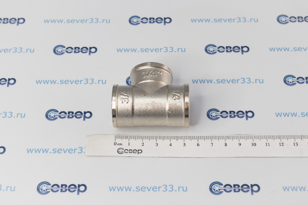 Тройник, латунь, внутренняявнутренняявнутренняя резьба 34, никель, RTP_3