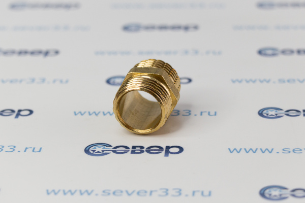 Ниппель, латунь, наружная резьба 12, желтый, RTP_3