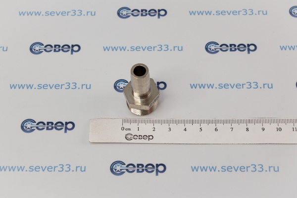 Штуцер для шланга, латунь, наружная резьба 12х12, индивидуальная упаковка, никель, RTP_3