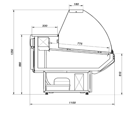 Холодильная витрина Премьер серии Дина ВСУП1-0,51ТУ/Дв-1,9 (-1…+5 ºС) | Продажа, монтаж и обслуживание холодильного оборудования | Север33