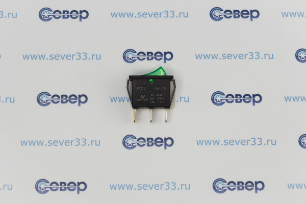 Переключатель KCD3 Pro Legend ON-OFF, 3 контакта, зеленая кнопка, подсветка PL2420_2