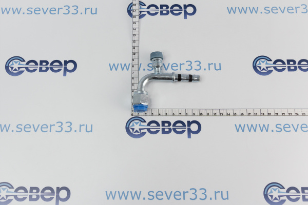 Фитинг аналог Manuli 10мм №8х90˚ O-ring cзаправочным портом (12”; Резьба 34” 16 UNF)_2