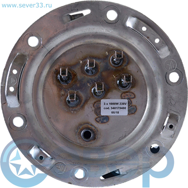 Тэн Аристон (Тип RCF) Original комплект с загибом, фланец пятиболтовый 171 мм 3 кВт 230 В Нержавейка