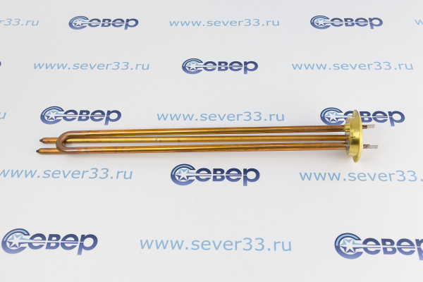 ТЭН RF 1500Вт, TW PREMIUM, медь, Ø64мм, M6, клеммы под разъем, L400мм, латунный фланец, 220В_1