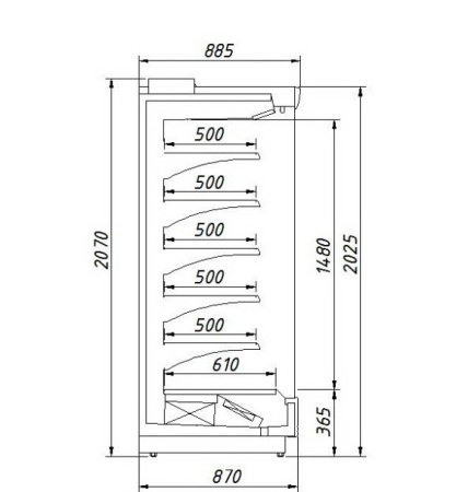 Холодильная горка Ариада Женева-1 BC55.085L-1875 (вынос) (+1…+7 ºС) | Продажа, монтаж и обслуживание холодильного оборудования | Север33