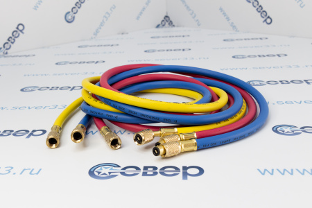 Шланг заправочный 180 см (компл. 3 шт.)  600 Psi (41 бар) R12, R22, R134, 404, 407, 507 | Продажа, монтаж и обслуживание холодильного оборудования | Север33