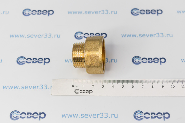 Переходник, латунь, внутренняянаружная резьба 1х34, желтый, RTP_1