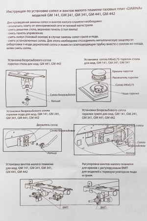 Комплект жиклёров (прир.газ) газовой плиты "Дарина" мод. GM 141, GM 241, GM 341, без термостата | Продажа, монтаж и обслуживание холодильного оборудования | Север33
