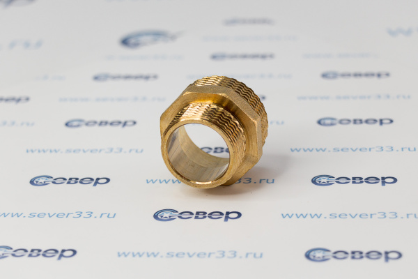Ниппель переходной, латунь, наружная резьба 1 14х1, желтый, RTP_3