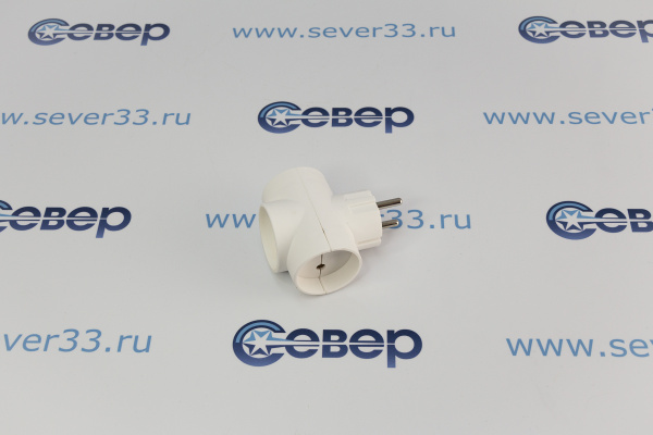 Разветвитель REXANT (тройник) 3 гнезда без заземляющих контактов Белый 16А 11-1077_3