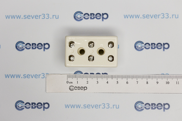 Клеммная колодка плиты универ. на 6 контакта КЕРАМИКА 40A_250V 26х47mm_2
