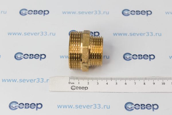Ниппель переходной, латунь, наружная резьба 1 14х1, желтый, RTP_2