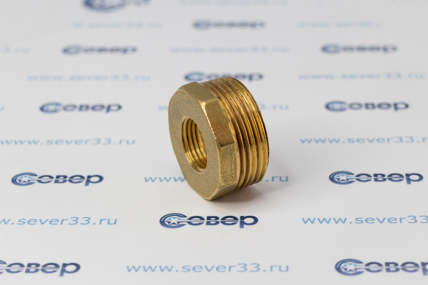 Футорка, латунь, внутренняянаружная резьба 1 14х12, желтый, RTP_2