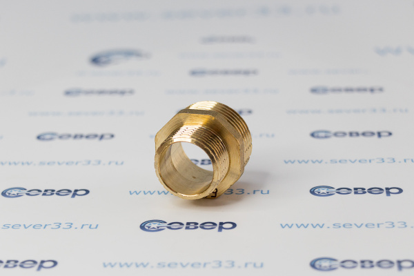 Ниппель переходной, латунь, наружная резьба 1х34, желтый, RTP_2