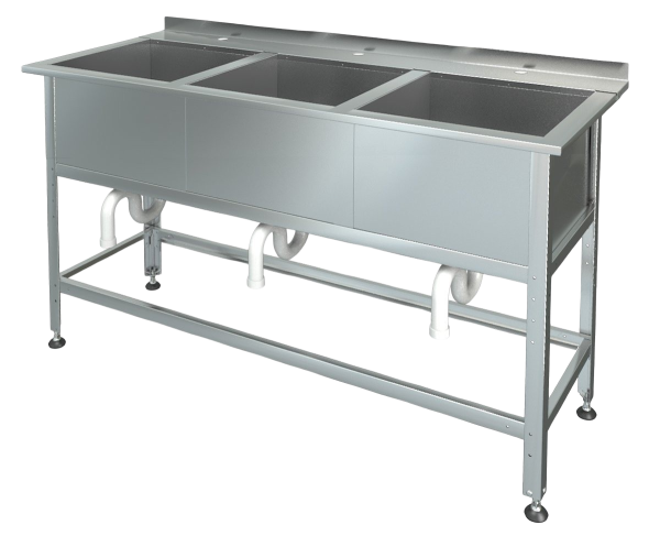 Мойка с бортом трехсекционная