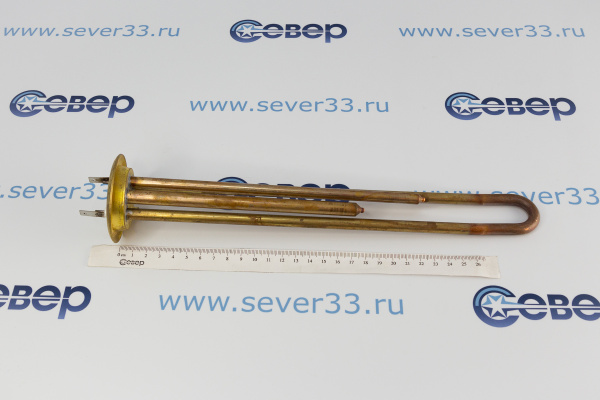 ТЭН RF 1300W, TW PREMIUM, медь, Ø64мм, М4, клеммы под разъем, L305мм, латунный фланец, 220V_4