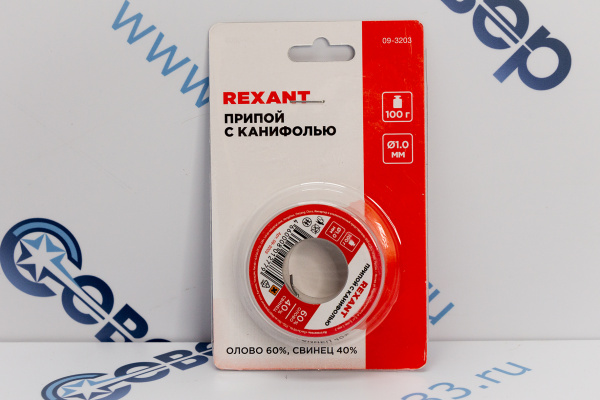 Припой с канифолью REXANT D 1мм, 100 гр. (Sn60 Pb40 Flux 2.2%)_1