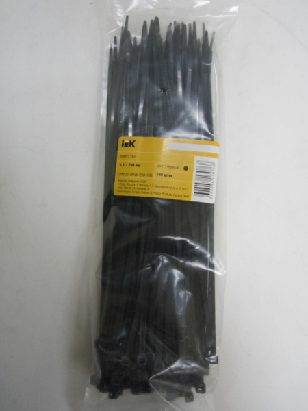 Хомут 250х3,6мм (100штук) нейлон черный